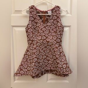 Elegant Women's Top with Brown and Pink Pattern